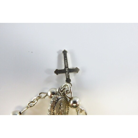 Cable Chain & Ball Link Bracelet 925 Silver Cross Miraculous Medallion Charms - Picture 6 of 8